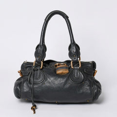 Chloe Handbag Paddington One Shoulder Bag Black Leather B19FG0 Gold Hardware Good Condition Used 4a000529
