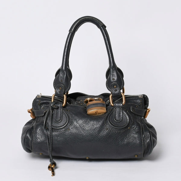 Chloe Handbag Paddington One Shoulder Bag Black Leather B19FG0 Gold Hardware Good Condition Used 4a000529