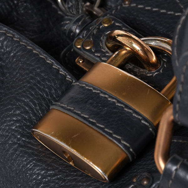 Chloe Handbag Paddington One Shoulder Bag Black Leather B19FG0 Gold Hardware Good Condition Used 4a000529