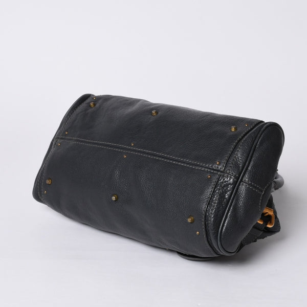 Chloe Handbag Paddington One Shoulder Bag Black Leather B19FG0 Gold Hardware Good Condition Used 4a000529