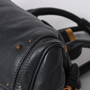 Chloe Handbag Paddington One Shoulder Bag Black Leather B19FG0 Gold Hardware Good Condition Used 4a000529