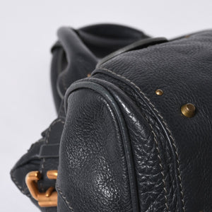 Chloe Handbag Paddington One Shoulder Bag Black Leather B19FG0 Gold Hardware Good Condition Used 4a000529