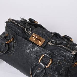 Chloe Handbag Paddington One Shoulder Bag Black Leather B19FG0 Gold Hardware Good Condition Used 4a000529