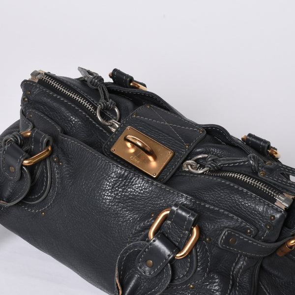 Chloe Handbag Paddington One Shoulder Bag Black Leather B19FG0 Gold Hardware Good Condition Used 4a000529