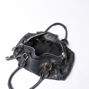 Chloe Handbag Paddington One Shoulder Bag Black Leather B19FG0 Gold Hardware Good Condition Used 4a000529