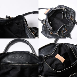 Chloe Handbag Paddington One Shoulder Bag Black Leather B19FG0 Gold Hardware Good Condition Used 4a000529