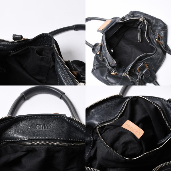 Chloe Handbag Paddington One Shoulder Bag Black Leather B19FG0 Gold Hardware Good Condition Used 4a000529
