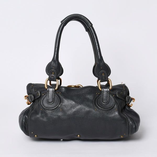 Chloe Handbag Paddington One Shoulder Bag Black Leather B19FG0 Gold Hardware Good Condition Used 4a000529