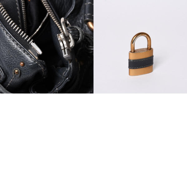 Chloe Handbag Paddington One Shoulder Bag Black Leather B19FG0 Gold Hardware Good Condition Used 4a000529