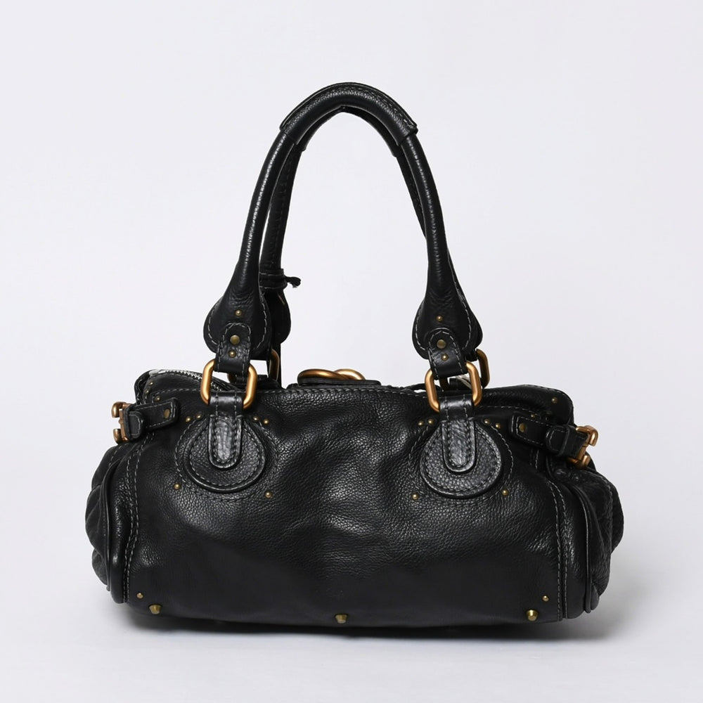 Chloe クロエ ハンドバッグ パディントン ワンショルダーバッグ ブラック レザー B19FG0 ゴールド金具 美品 中古 4a000530