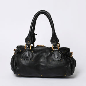 Chloe クロエ ハンドバッグ パディントン ワンショルダーバッグ ブラック レザー B19FG0 ゴールド金具 美品 中古 4a000530