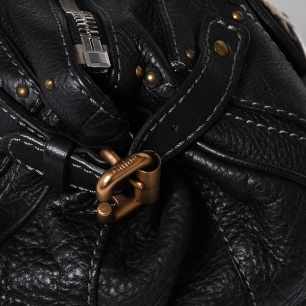 Chloe クロエ ハンドバッグ パディントン ワンショルダーバッグ ブラック レザー B19FG0 ゴールド金具 美品 中古 4a000530