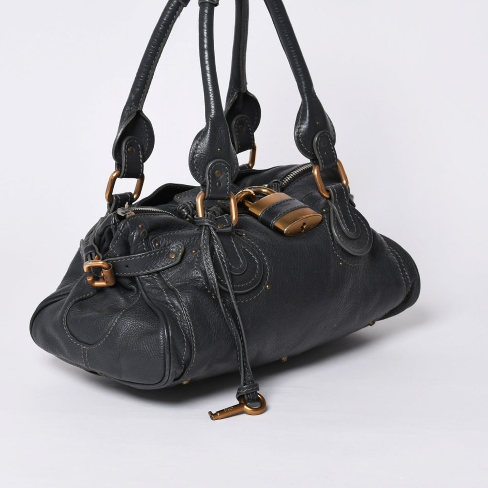 Chloe クロエ ハンドバッグ パディントン ワンショルダーバッグ ブラック レザー B19FG0 ゴールド金具 美品 中古 4a000529