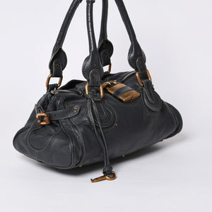 Chloe Handbag Paddington One Shoulder Bag Black Leather B19FG0 Gold Hardware Good Condition Used 4a000529