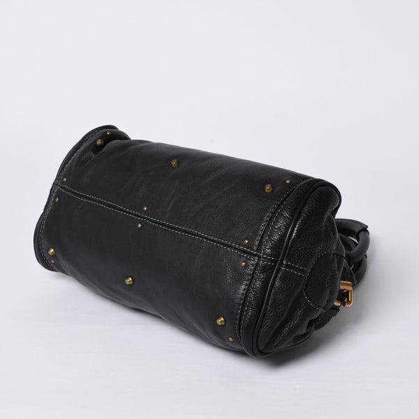 Chloe クロエ ハンドバッグ パディントン ワンショルダーバッグ ブラック レザー B19FG0 ゴールド金具 美品 中古 4a000530