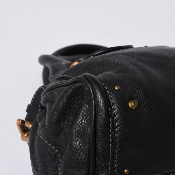 Chloe クロエ ハンドバッグ パディントン ワンショルダーバッグ ブラック レザー B19FG0 ゴールド金具 美品 中古 4a000530