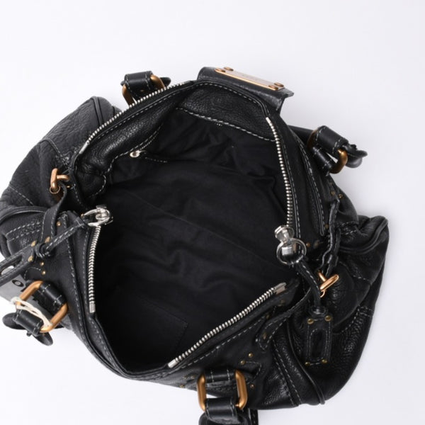 Chloe クロエ ハンドバッグ パディントン ワンショルダーバッグ ブラック レザー B19FG0 ゴールド金具 美品 中古 4a000530