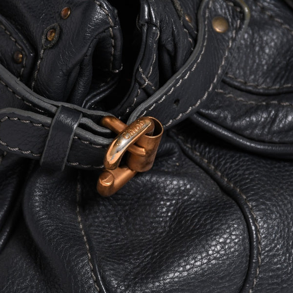 Chloe Handbag Paddington One Shoulder Bag Black Leather B19FG0 Gold Hardware Good Condition Used 4a000529
