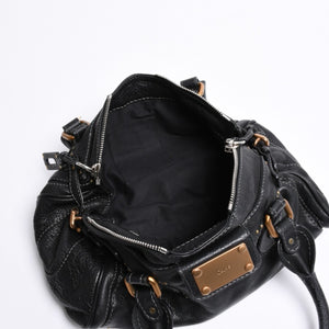 Chloe クロエ ハンドバッグ パディントン ワンショルダーバッグ ブラック レザー B19FG0 ゴールド金具 美品 中古 4a000530