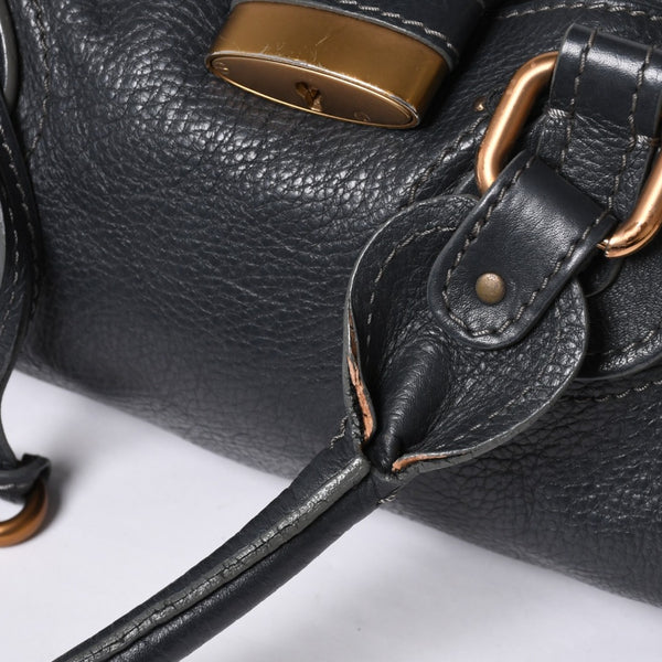 Chloe Handbag Paddington One Shoulder Bag Black Leather B19FG0 Gold Hardware Good Condition Used 4a000529
