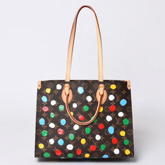 Like new LOUIS VUITTON On the Go MM Yayoi Kusama Hand Shoulder Bag 2WAY Leather Monogram M46379 Brown Used 4a001452