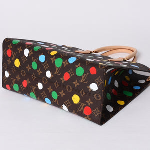 Like new LOUIS VUITTON On the Go MM Yayoi Kusama Hand Shoulder Bag 2WAY Leather Monogram M46379 Brown Used 4a001452