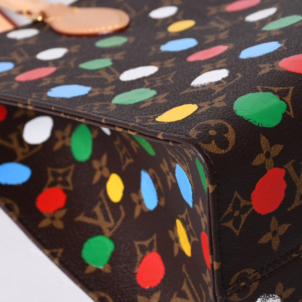 Like new LOUIS VUITTON On the Go MM Yayoi Kusama Hand Shoulder Bag 2WAY Leather Monogram M46379 Brown Used 4a001452