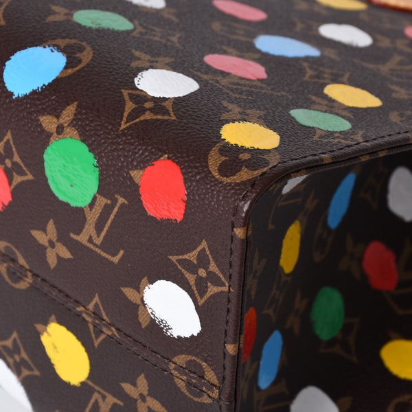 Like new LOUIS VUITTON On the Go MM Yayoi Kusama Hand Shoulder Bag 2WAY Leather Monogram M46379 Brown Used 4a001452
