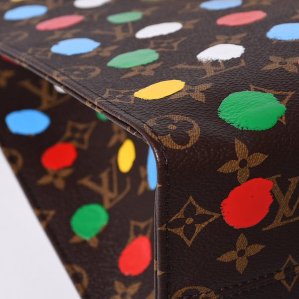 Like new LOUIS VUITTON On the Go MM Yayoi Kusama Hand Shoulder Bag 2WAY Leather Monogram M46379 Brown Used 4a001452