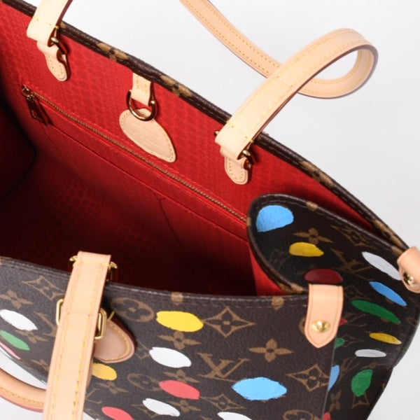 Like new LOUIS VUITTON On the Go MM Yayoi Kusama Hand Shoulder Bag 2WAY Leather Monogram M46379 Brown Used 4a001452