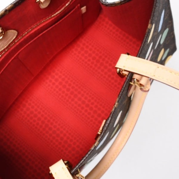 Like new LOUIS VUITTON On the Go MM Yayoi Kusama Hand Shoulder Bag 2WAY Leather Monogram M46379 Brown Used 4a001452