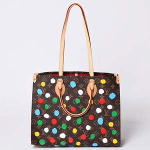 Like new LOUIS VUITTON On the Go MM Yayoi Kusama Hand Shoulder Bag 2WAY Leather Monogram M46379 Brown Used 4a001452