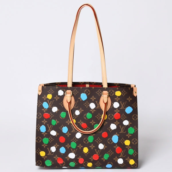 Like new LOUIS VUITTON On the Go MM Yayoi Kusama Hand Shoulder Bag 2WAY Leather Monogram M46379 Brown Used 4a001452