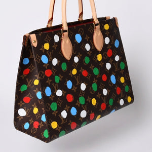 Like new LOUIS VUITTON On the Go MM Yayoi Kusama Hand Shoulder Bag 2WAY Leather Monogram M46379 Brown Used 4a001452