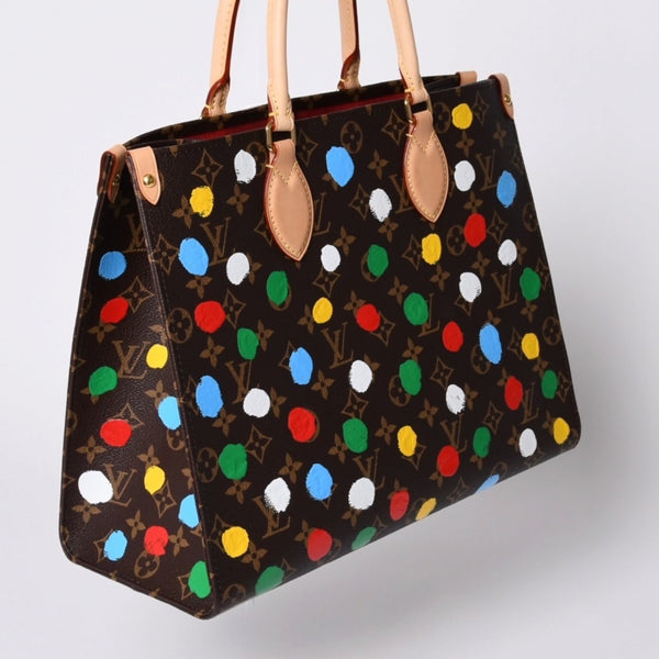Like new LOUIS VUITTON On the Go MM Yayoi Kusama Hand Shoulder Bag 2WAY Leather Monogram M46379 Brown Used 4a001452
