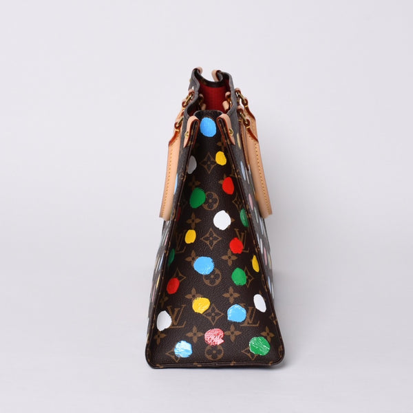 Like new LOUIS VUITTON On the Go MM Yayoi Kusama Hand Shoulder Bag 2WAY Leather Monogram M46379 Brown Used 4a001452