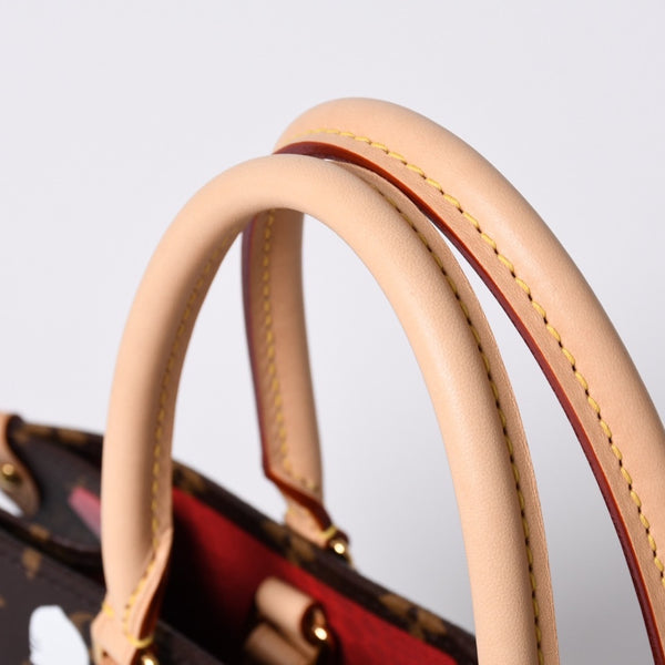 Like new LOUIS VUITTON On the Go MM Yayoi Kusama Hand Shoulder Bag 2WAY Leather Monogram M46379 Brown Used 4a001452