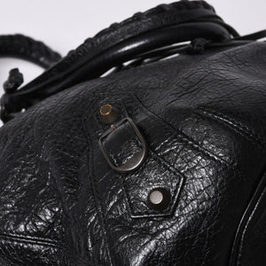 BALENCIAGA バレンシアガ ジャイアント ミニポンポン 2WAYハンドバッグ ブラック 246438 レザー シルバー金具 美品 中古 4a000165