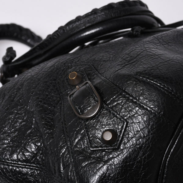 BALENCIAGA バレンシアガ ジャイアント ミニポンポン 2WAYハンドバッグ ブラック 246438 レザー シルバー金具 美品 中古 4a000165