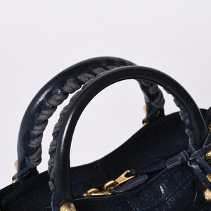 Very Good Condition BALENCIAGA LE CITY MINI Mini City 2WAY Bag 309544 Navy Gold Hardware Good Condition Used 4a000367