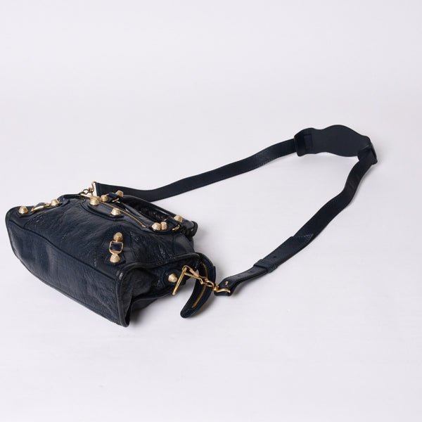 Very Good Condition BALENCIAGA LE CITY MINI Mini City 2WAY Bag 309544 Navy Gold Hardware Good Condition Used 4a000367
