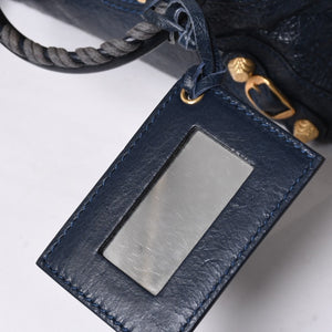 Very Good Condition BALENCIAGA LE CITY MINI Mini City 2WAY Bag 309544 Navy Gold Hardware Good Condition Used 4a000367