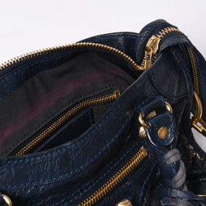 Very Good Condition BALENCIAGA LE CITY MINI Mini City 2WAY Bag 309544 Navy Gold Hardware Good Condition Used 4a000367