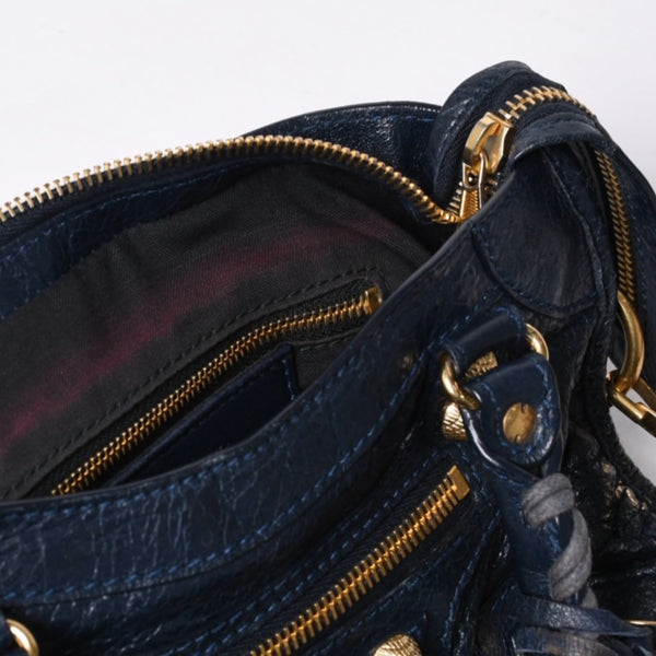 Very Good Condition BALENCIAGA LE CITY MINI Mini City 2WAY Bag 309544 Navy Gold Hardware Good Condition Used 4a000367