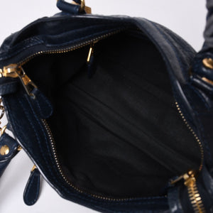 Very Good Condition BALENCIAGA LE CITY MINI Mini City 2WAY Bag 309544 Navy Gold Hardware Good Condition Used 4a000367