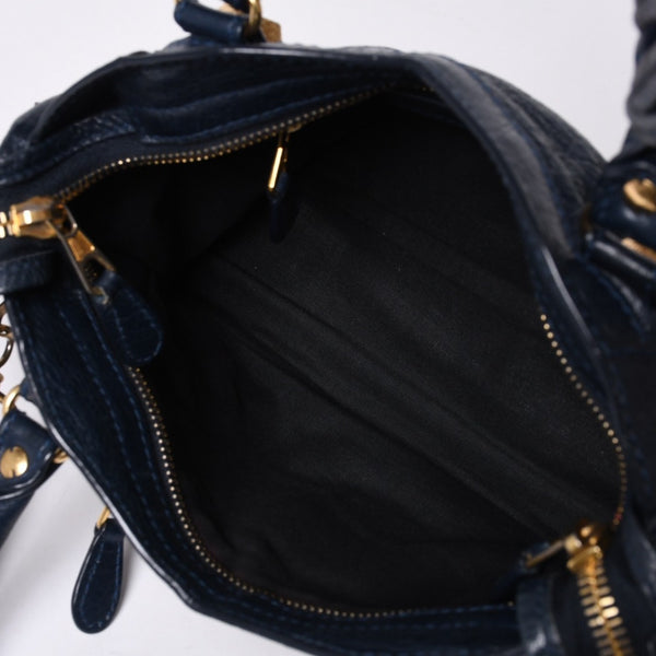 Very Good Condition BALENCIAGA LE CITY MINI Mini City 2WAY Bag 309544 Navy Gold Hardware Good Condition Used 4a000367