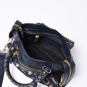 Very Good Condition BALENCIAGA LE CITY MINI Mini City 2WAY Bag 309544 Navy Gold Hardware Good Condition Used 4a000367
