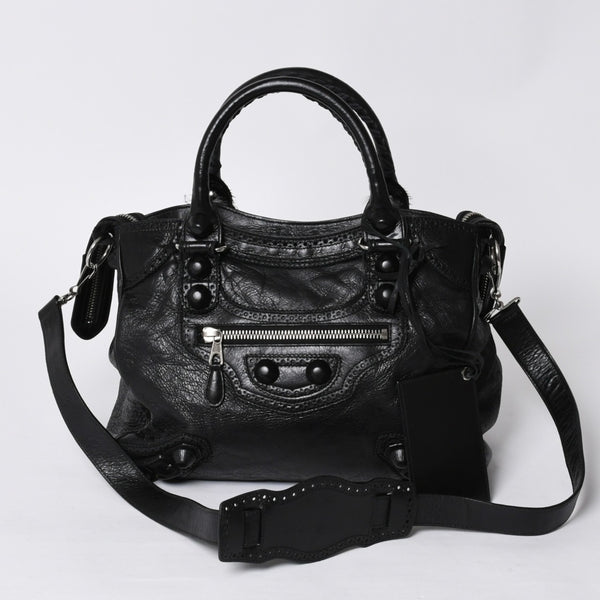 BALENCIAGA バレンシアガ ハンドバッグ バレンシアガ シティ 2WAY ショルダーバッグ ブラック レザー 235223 美品 中古 4a000409
