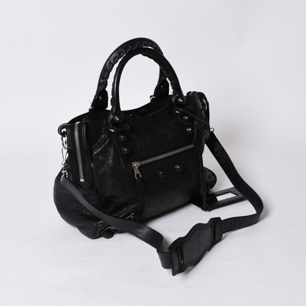 BALENCIAGA バレンシアガ ハンドバッグ バレンシアガ シティ 2WAY ショルダーバッグ ブラック レザー 235223 美品 中古 4a000409