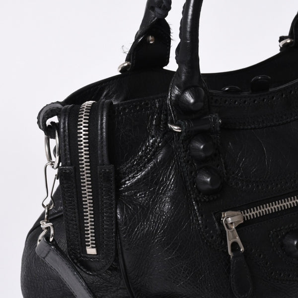 BALENCIAGA バレンシアガ ハンドバッグ バレンシアガ シティ 2WAY ショルダーバッグ ブラック レザー 235223 美品 中古 4a000409